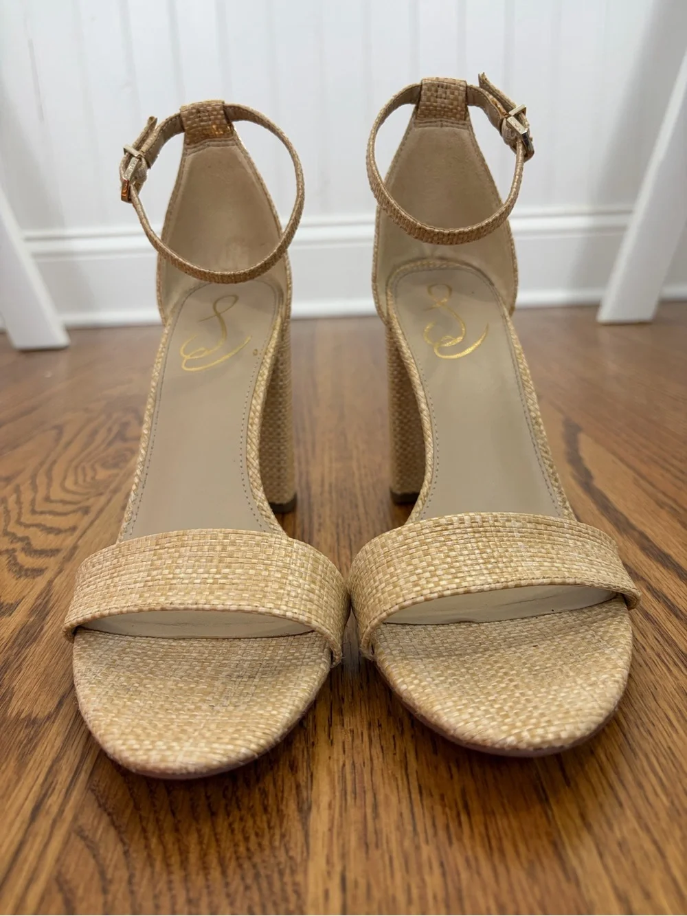 Sam Edelman Yaro Block Heel Sandal in Natural Raffia (9.5)